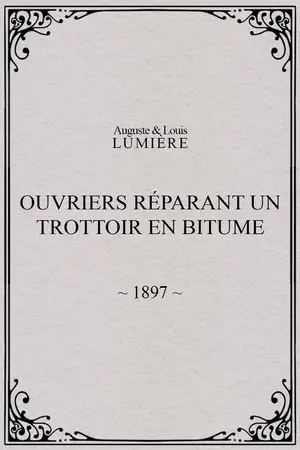 Workers Repairing a Sidewalk with Bitumen